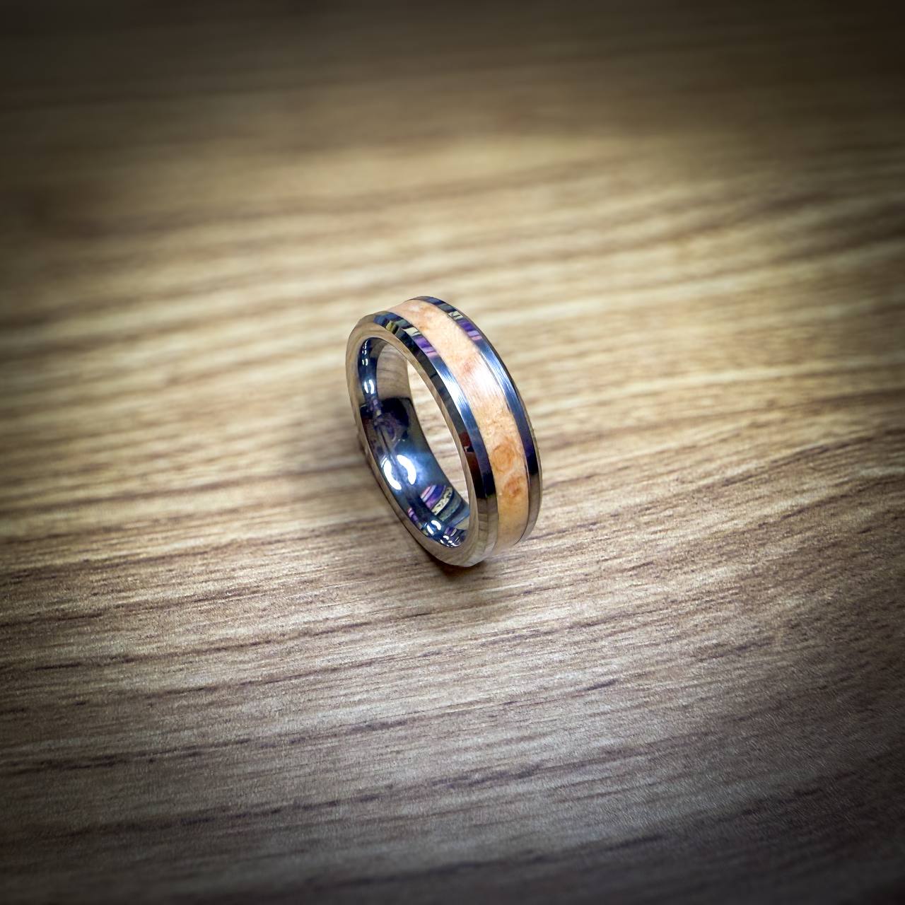 Tungsten Carbide Ring with Wood Inlay
