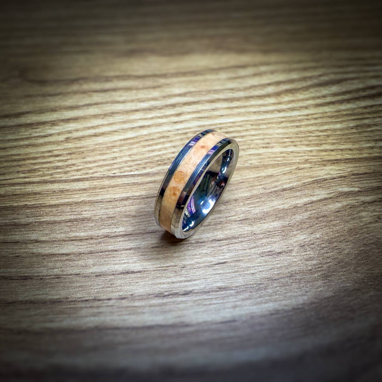 Tungsten Carbide Ring with Wood Inlay