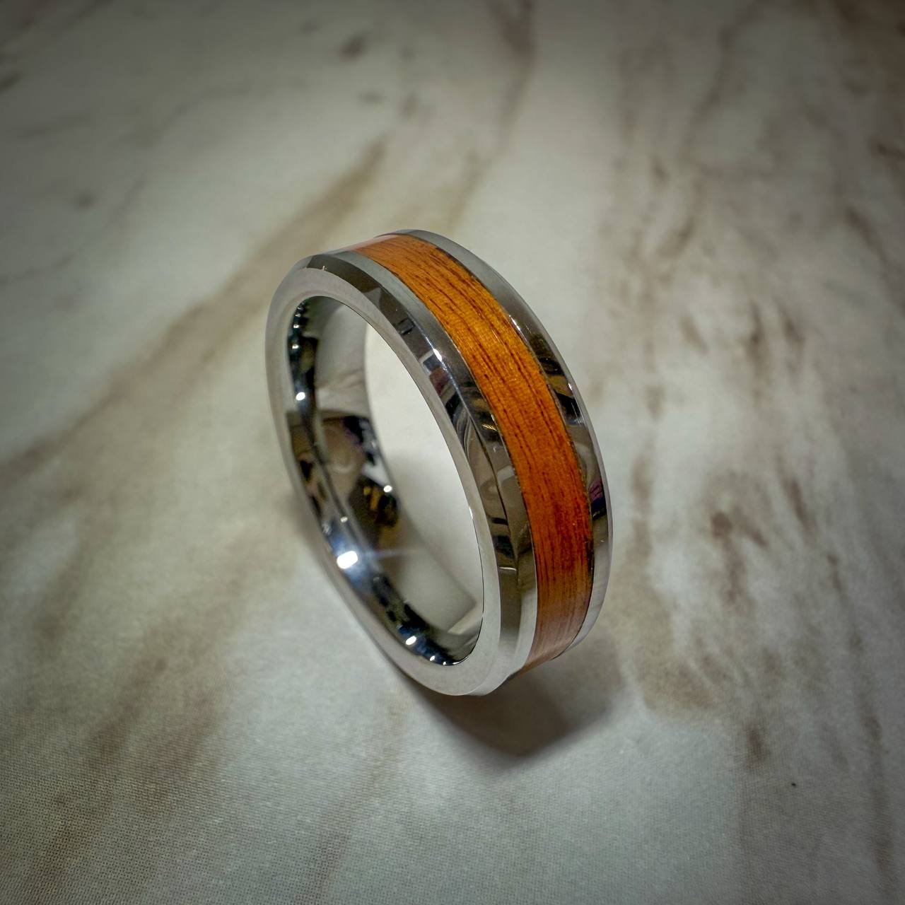 Tungsten Carbide Ring with Wood Inlay