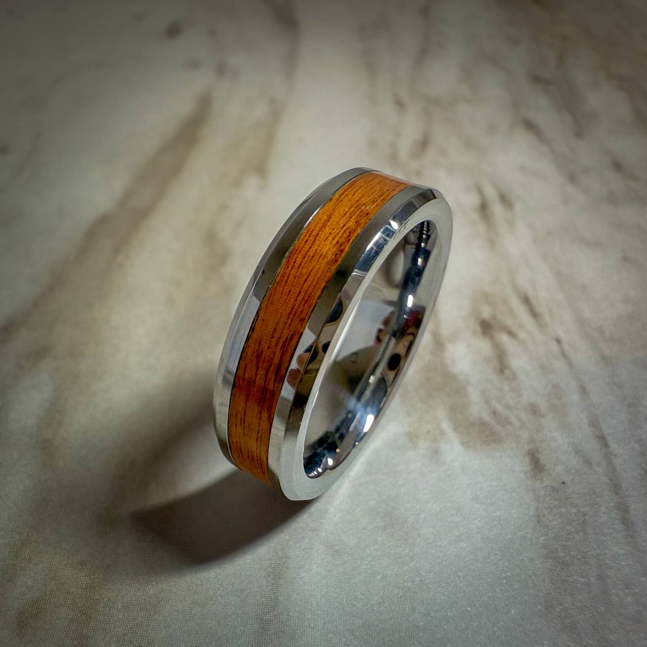 Tungsten Carbide Ring with Wood Inlay