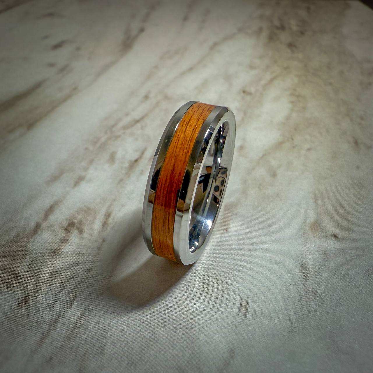 Tungsten Carbide Ring with Wood Inlay