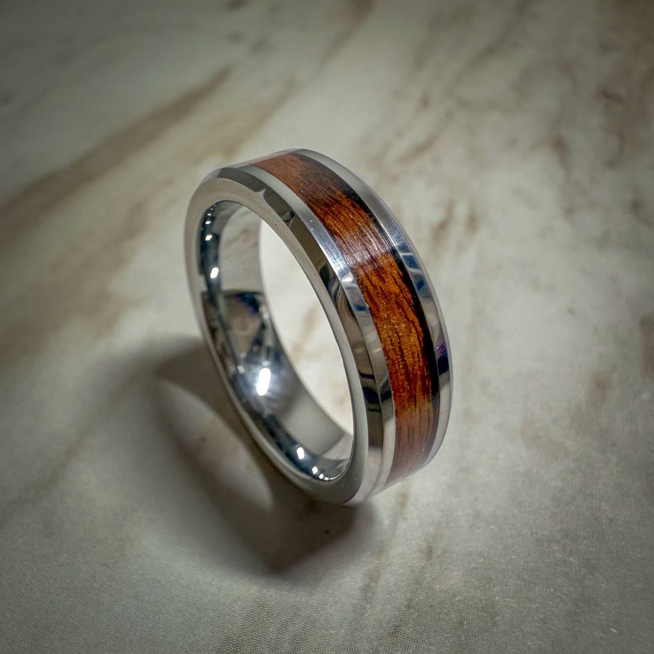 Tungsten Carbide Ring with Wood Inlay