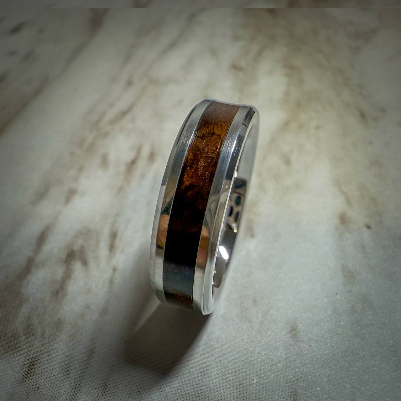 Tungsten Carbide Ring with Wood Inlay
