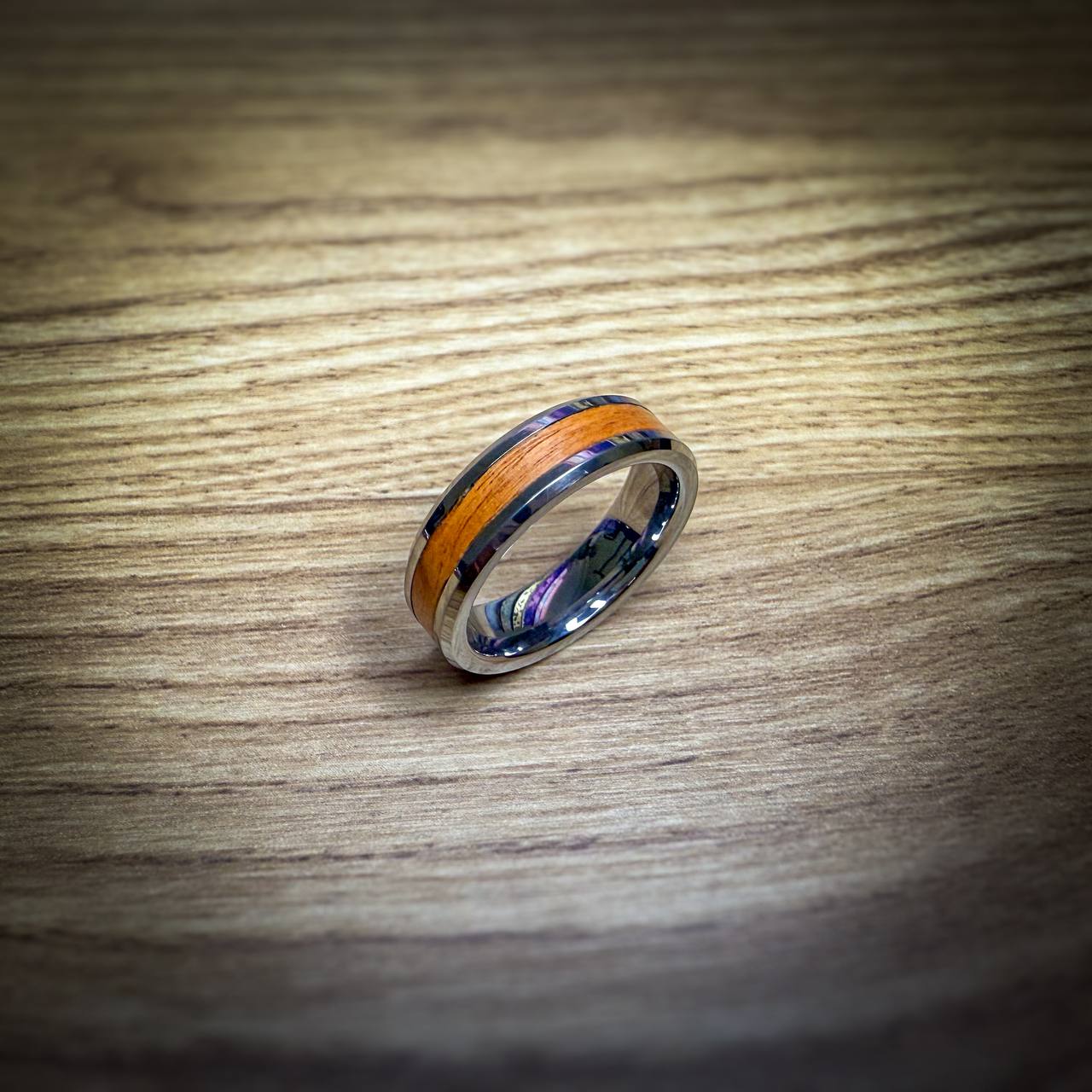 Tungsten Carbide Ring with Wood Inlay