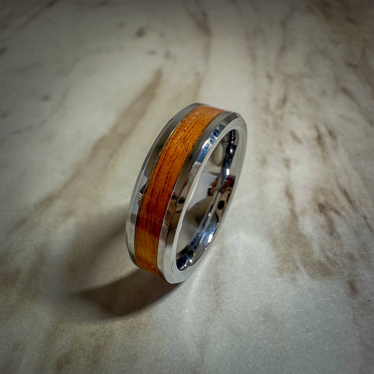 Tungsten Carbide Ring with Wood Inlay