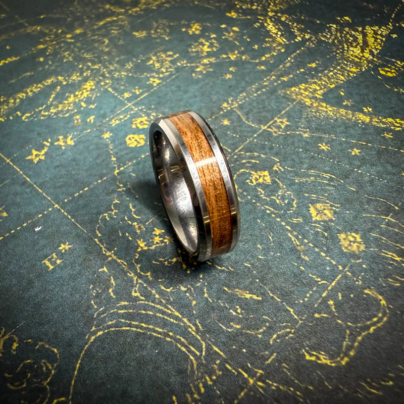 Tungsten Carbide Ring with Wood Inlay