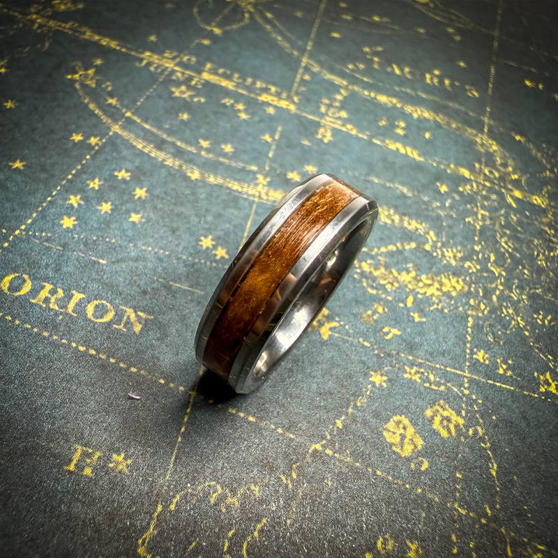 Tungsten Carbide Ring with Wood Inlay