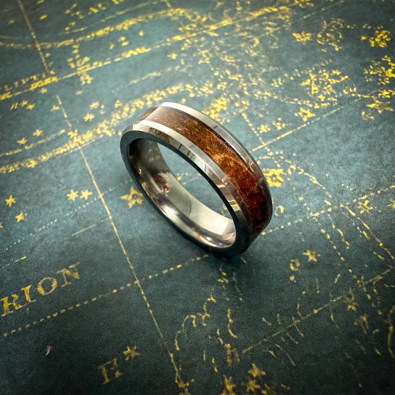 Tungsten Carbide Ring with Wood Inlay