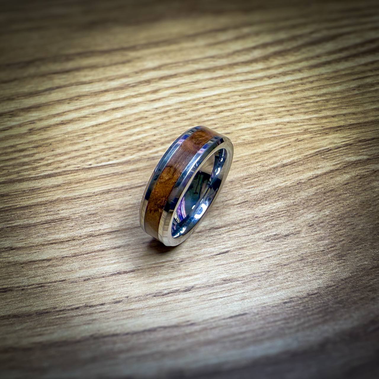 Tungsten Carbide Ring with Wood Inlay