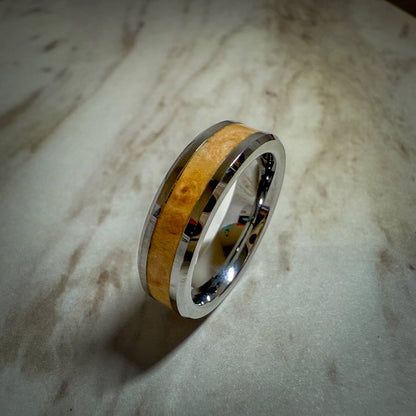 Tungsten Carbide Ring with Wood Inlay
