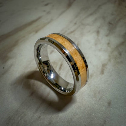 Tungsten Carbide Ring with Wood Inlay