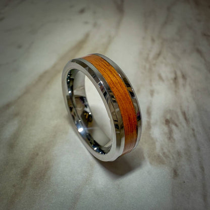 Tungsten Carbide Ring with Wood Inlay