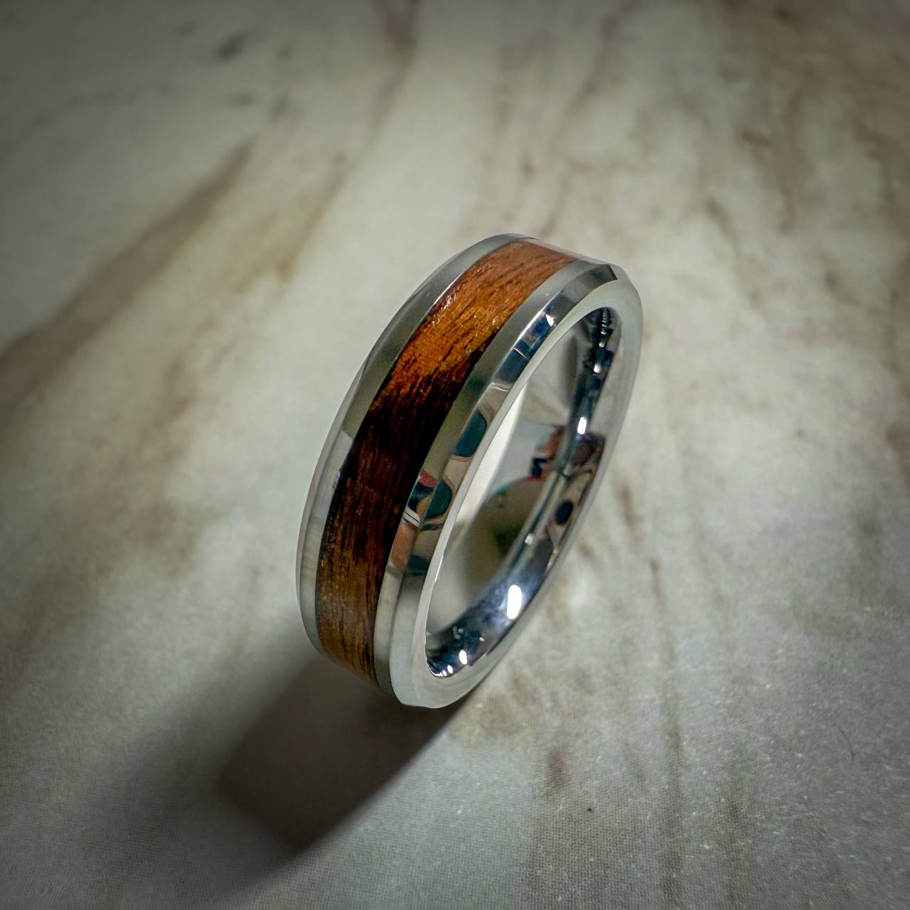 Tungsten Carbide Ring with Wood Inlay