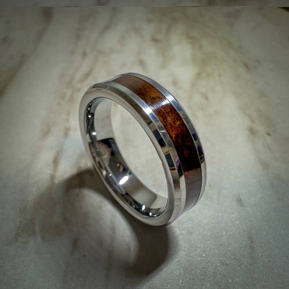 Tungsten Carbide Ring with Wood Inlay