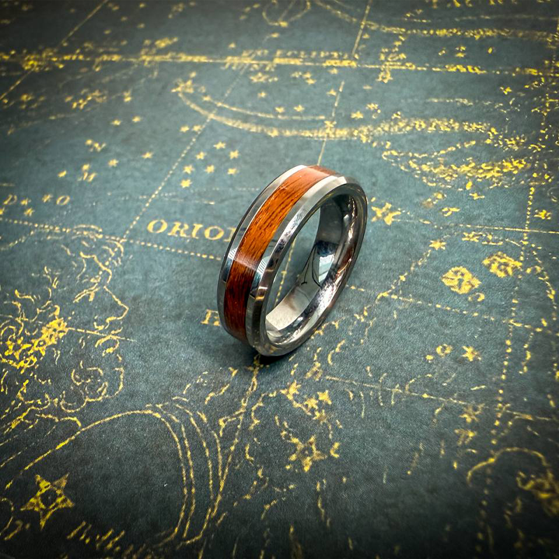 Tungsten Carbide Ring with Wood Inlay