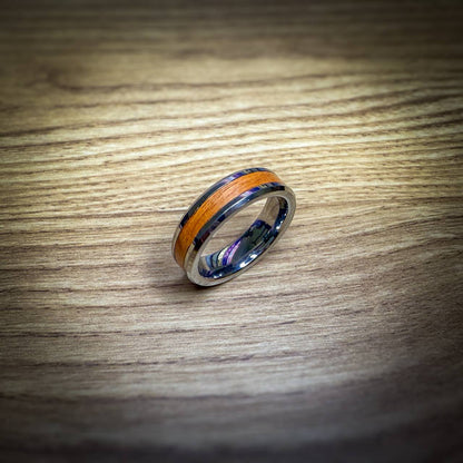 Tungsten Carbide Ring with Wood Inlay