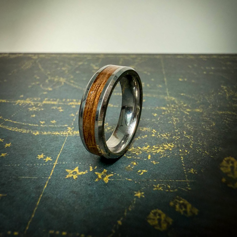 Tungsten Carbide Ring with Wood Inlay