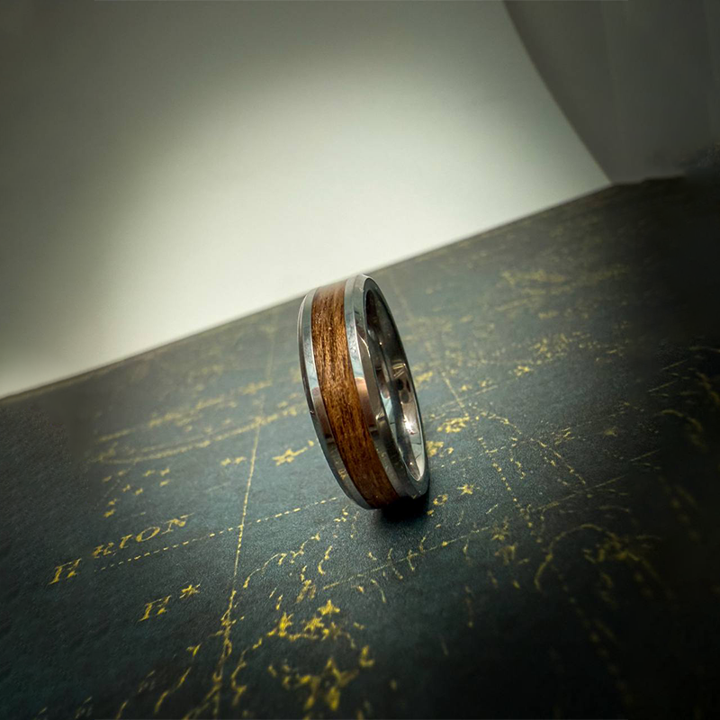 Tungsten Carbide Ring with Wood Inlay