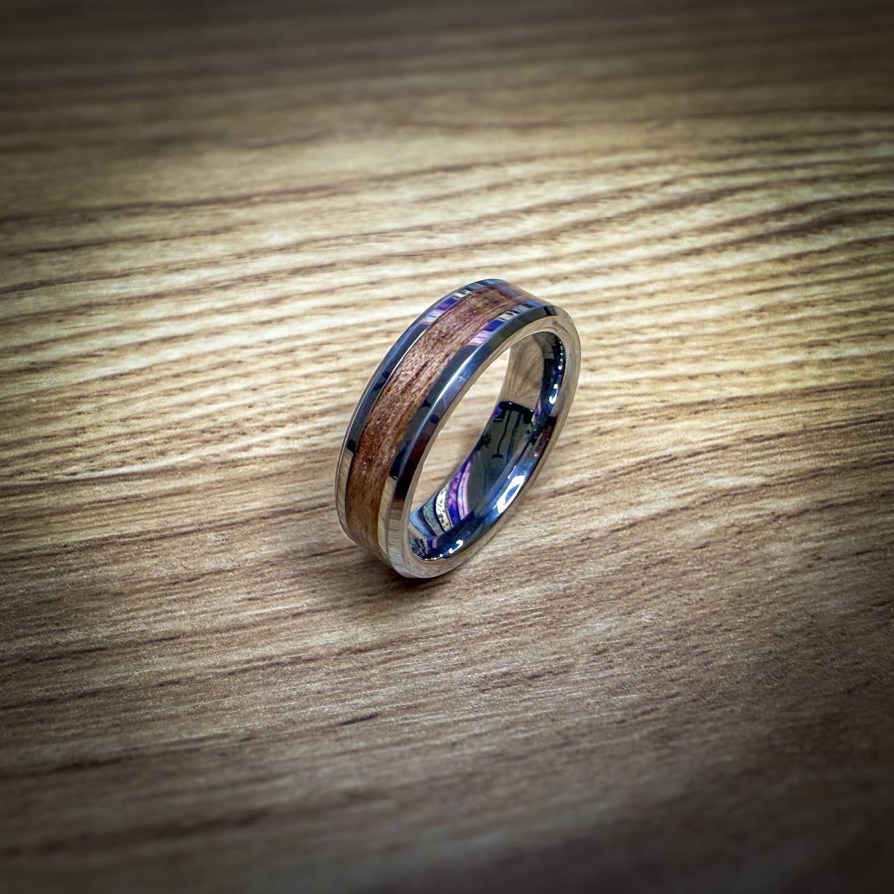 Tungsten Carbide Ring with Wood Inlay