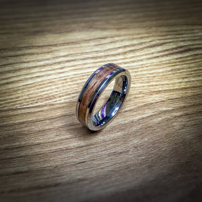 Tungsten Carbide Ring with Wood Inlay