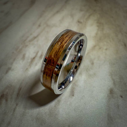 Tungsten Carbide Ring with Wood Inlay