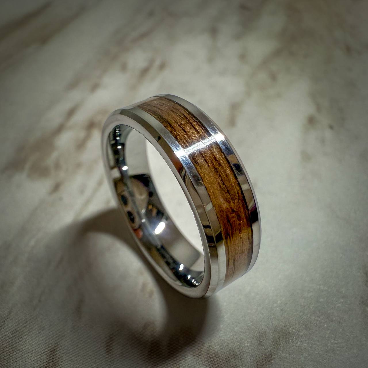 Tungsten Carbide Ring with Wood Inlay